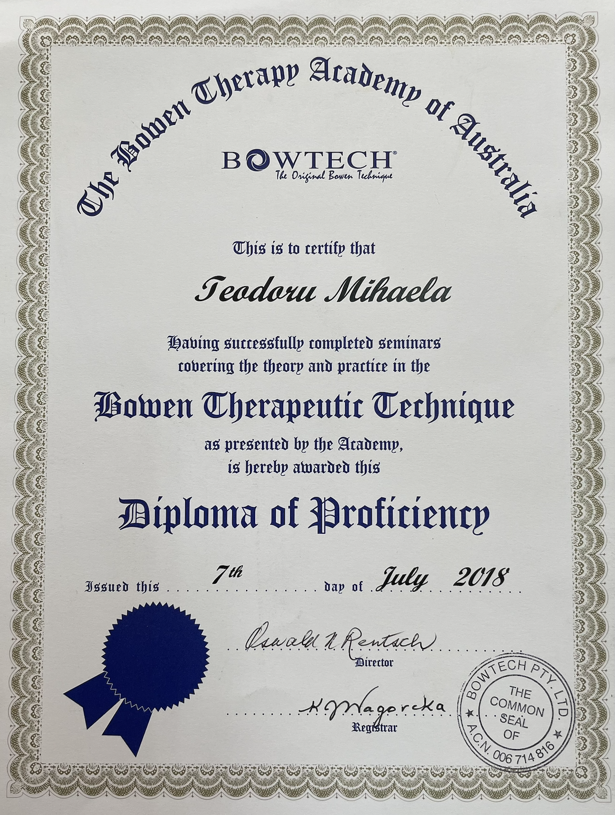 Diploma terapeut